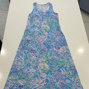Lilly Pulitzer Floral Sleeveless Maxi Dress - Blue and Pink